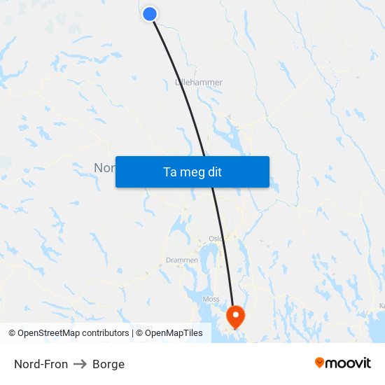 Nord-Fron to Borge map