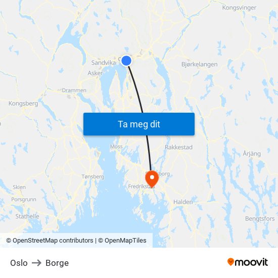 Oslo to Borge map