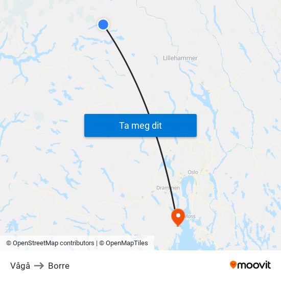 Vågå to Borre map