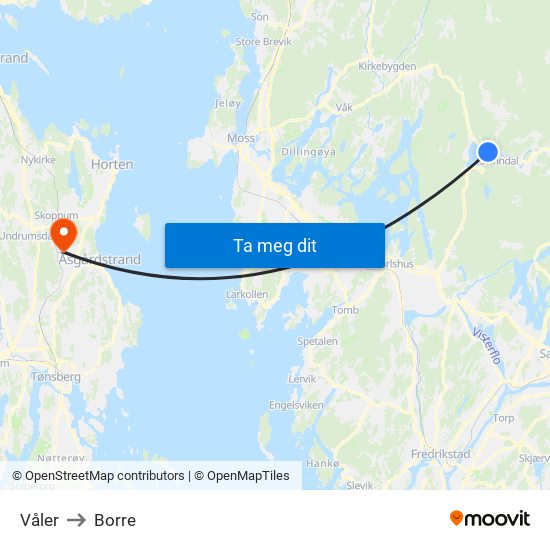 Våler to Borre map
