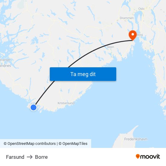 Farsund to Borre map