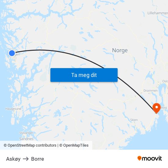 Askøy to Borre map