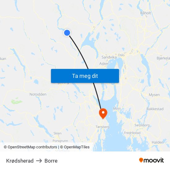 Krødsherad to Borre map