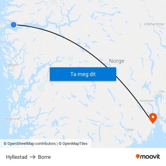 Hyllestad to Borre map