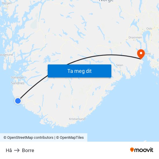 Hå to Borre map
