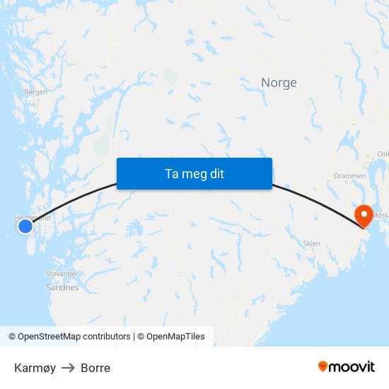 Karmøy to Borre map