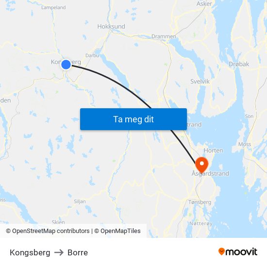 Kongsberg to Borre map