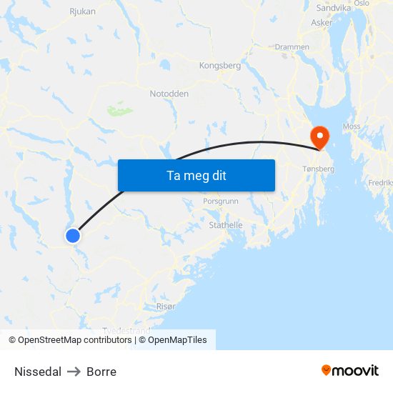 Nissedal to Borre map