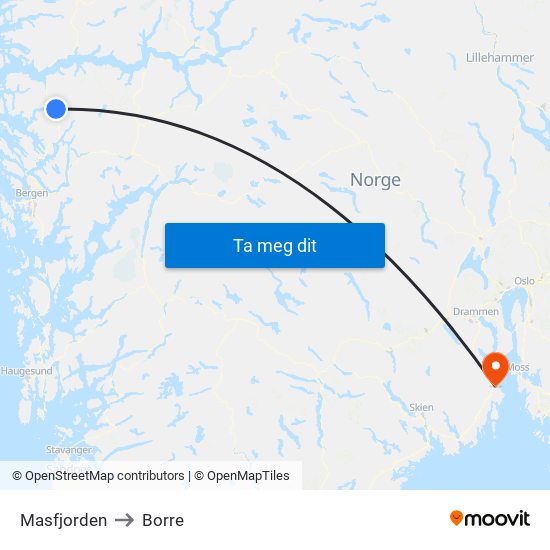 Masfjorden to Borre map