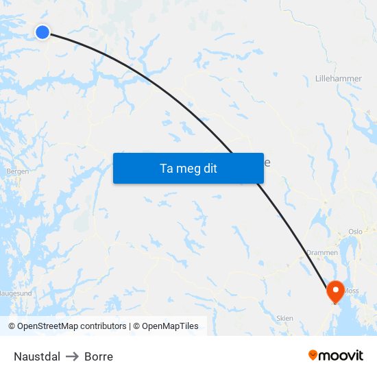 Naustdal to Borre map