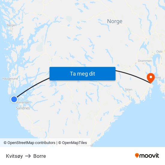 Kvitsøy to Borre map