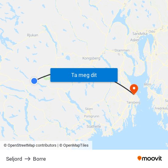 Seljord to Borre map
