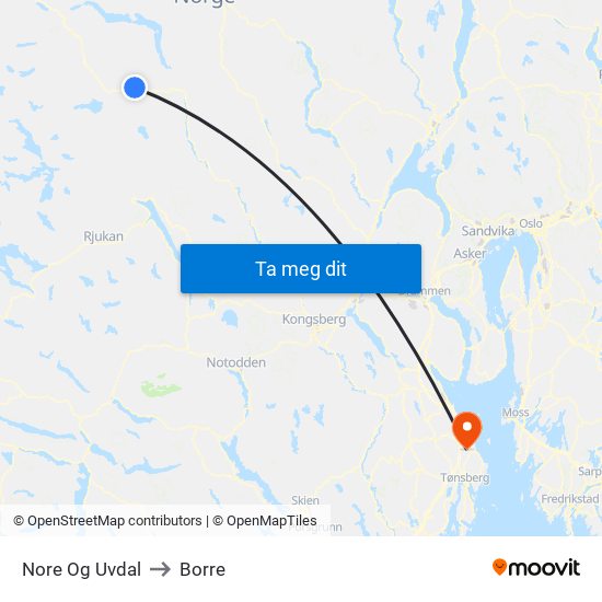 Nore Og Uvdal to Borre map