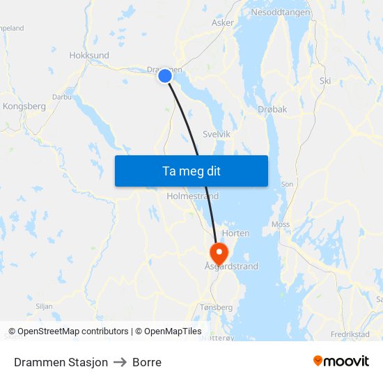 Drammen Stasjon to Borre map