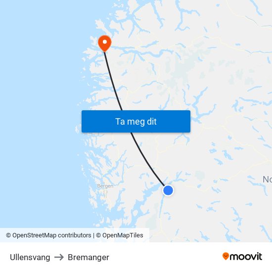 Ullensvang to Bremanger map