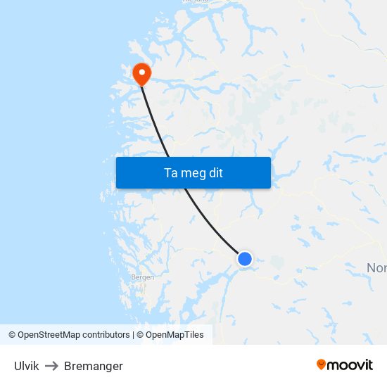 Ulvik to Bremanger map