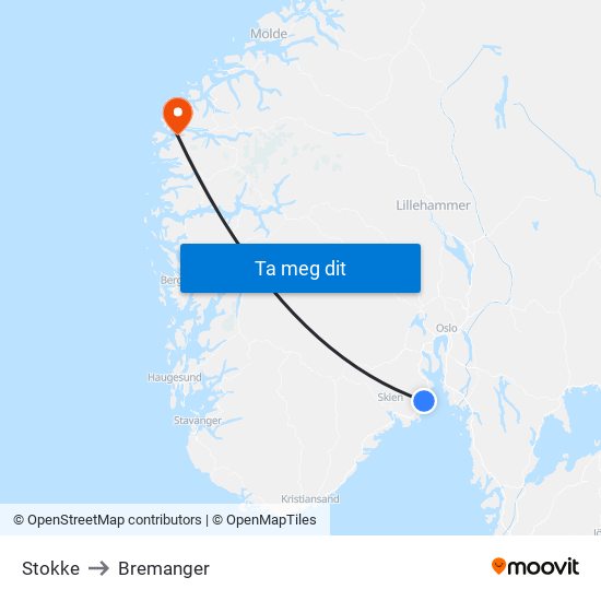 Stokke to Bremanger map