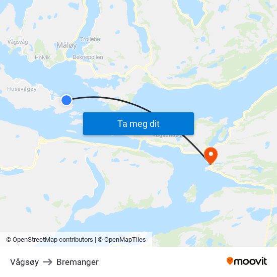 Vågsøy to Bremanger map