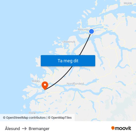 Ålesund to Bremanger map