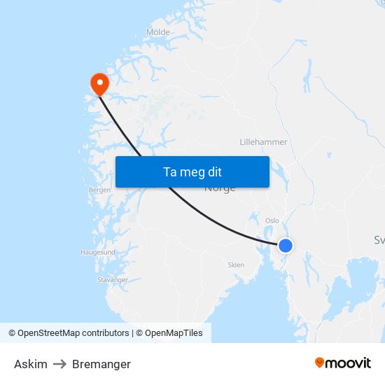 Askim to Bremanger map