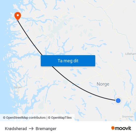 Krødsherad to Bremanger map