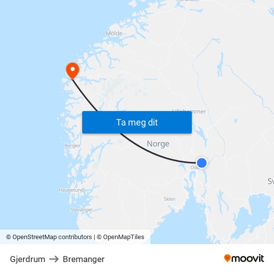 Gjerdrum to Bremanger map