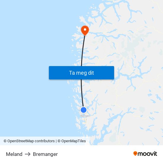 Meland to Bremanger map