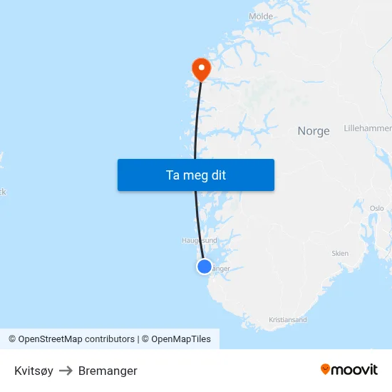 Kvitsøy to Bremanger map