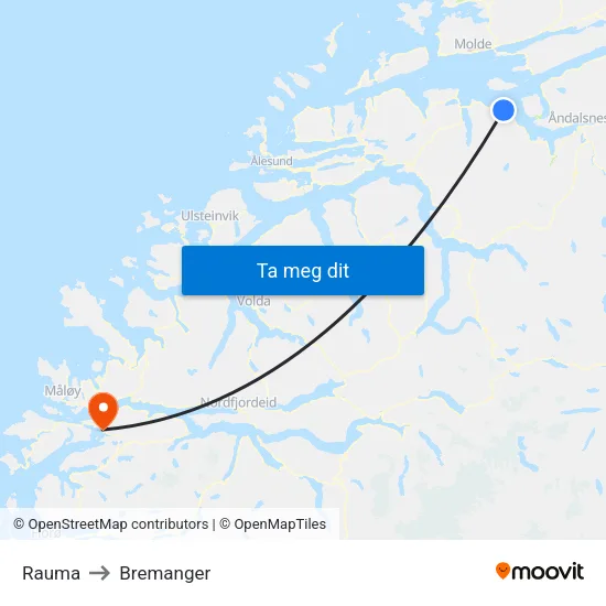 Rauma to Bremanger map