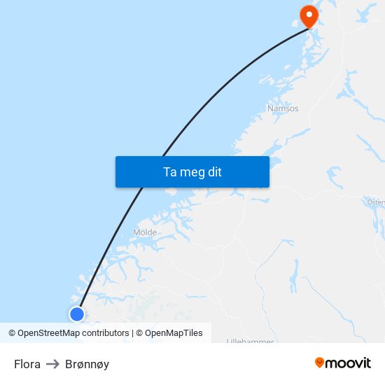 Flora to Brønnøy map