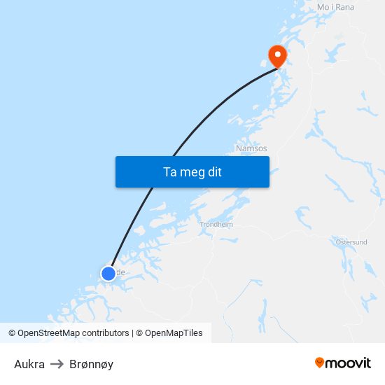 Aukra to Brønnøy map