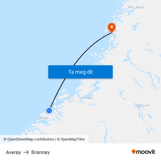 Averøy to Brønnøy map