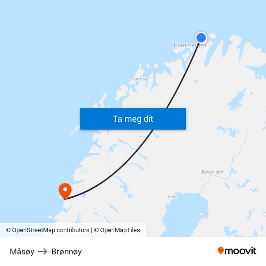 Måsøy to Brønnøy map