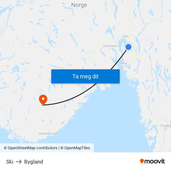 Ski to Bygland map