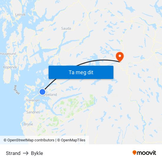 Strand to Bykle map