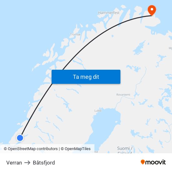 Verran to Båtsfjord map