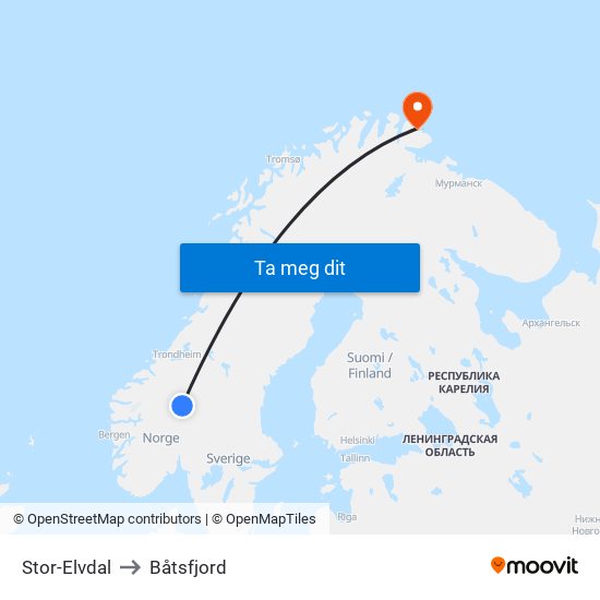 Stor-Elvdal to Båtsfjord map