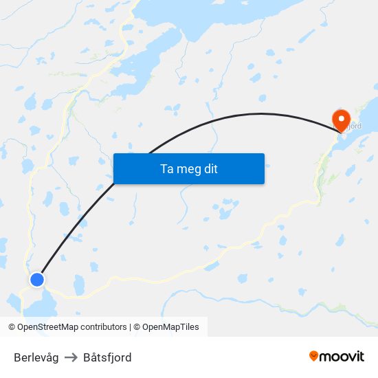 Berlevåg to Båtsfjord map
