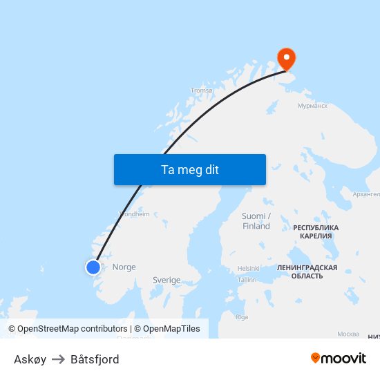 Askøy to Båtsfjord map
