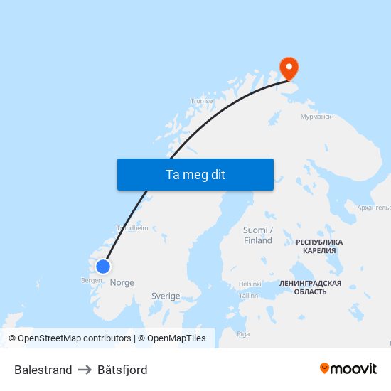 Balestrand to Båtsfjord map