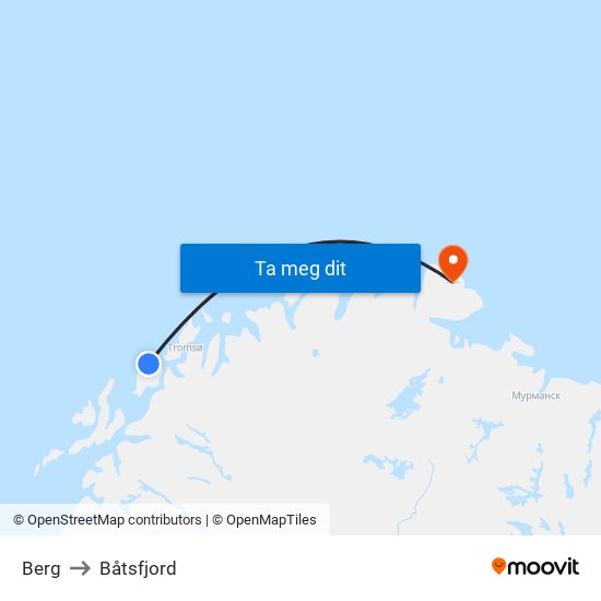Berg to Båtsfjord map