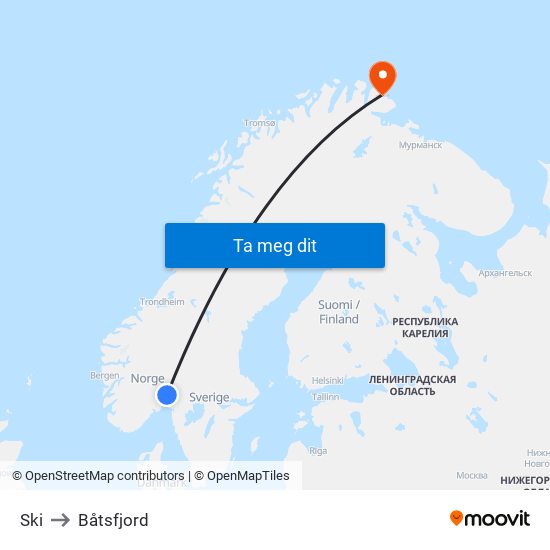 Ski to Båtsfjord map