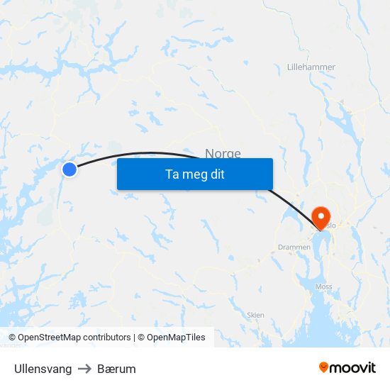 Ullensvang to Bærum map