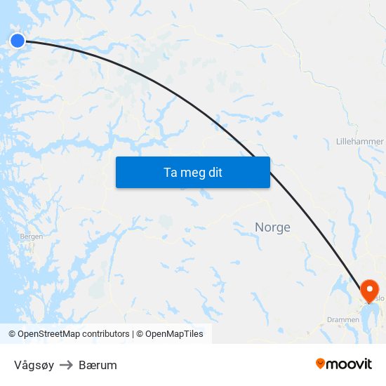 Vågsøy to Bærum map