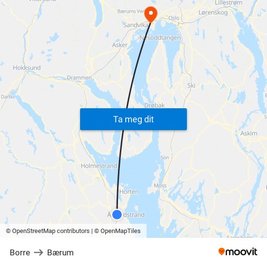 Borre to Bærum map