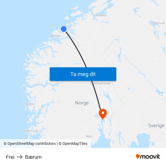 Frei to Bærum map