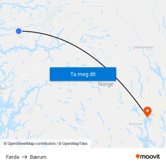 Førde to Bærum map