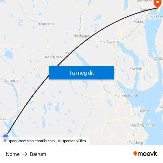 Nome to Bærum map
