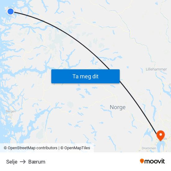 Selje to Bærum map