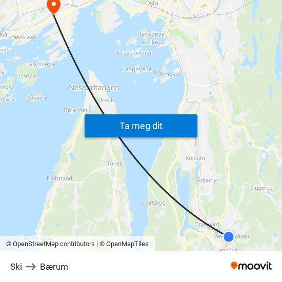 Ski to Bærum map